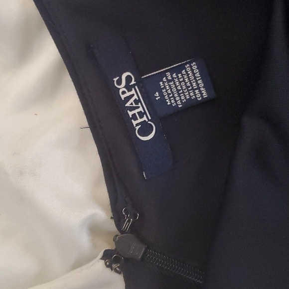 Chaps Womens Classic Sleeveless Color Block Career Dress Zipper Back,Front Slit - Picture 10 of 12